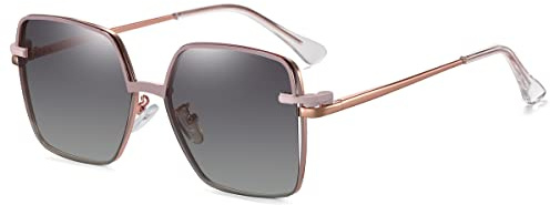 kachawoo Polarisierte magnetische Sonnenbrille Clip auf quadratischen Brillen Frauen Blaues Licht Blocking Metallrahmen Brillen (cameo with black)