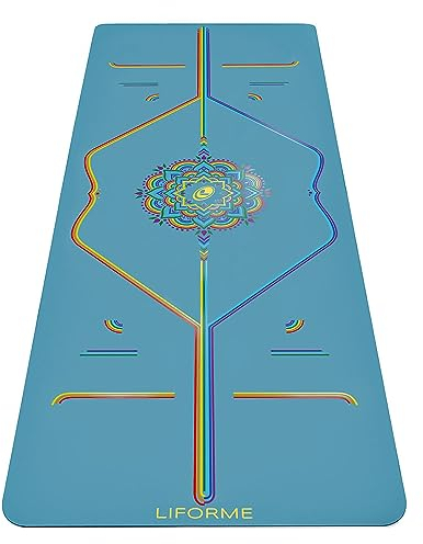 Liforme Printed Travel Yoga mat – Free Yoga Bag, Patented Alignment System, Warrior-Like Grip, Non-Slip, Eco-Friendly and Biodegradable, Ultra-Lightweight, Sweat Resistant, Long, Wide and Thick