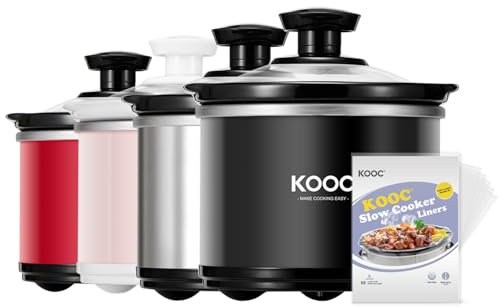 KOOC Petite mijoteuse, 0,65 pinte, revêtements gratuits inclus, casserole en céramique améliorée, réduction de la perte de nutriments, sauces, ragoûts et sauces, acier