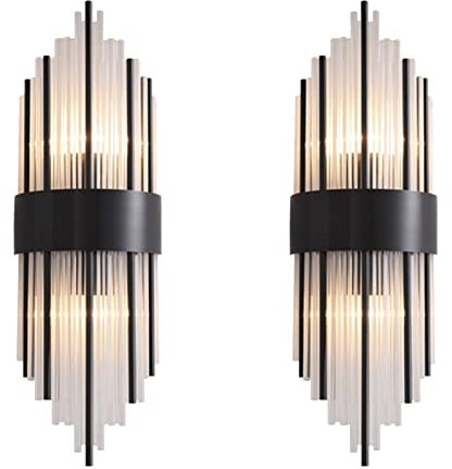 Wall Lighting Fixtures 2-Light Modern Crystal Glass Wall Light, European Luxury Style Wall Sconce, Metal Art Deco Wall Lamp, Wall Mounted Light Fixture for Living Room, Bathroom, Vanity, Hallway ( Col