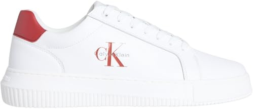 Calvin Klein Sneaker con Suela Cupsole Hombre Chunky Mono de Piel, Multicolor (Bright White/Tandoori Spice), 41