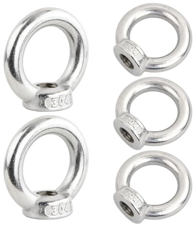 Gudalea 5 Stück Ringmutter M10, 304 Edelstahl Gewinde Ösenmutter, Lastmutter, Ringösenmutter für die Verbindung zwischen Ketten und Seilen verwendet