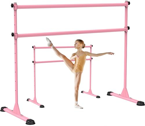 Dolibest Barre de Ballet Autoportante Rose, Barres de Danse 10 Réglables en Hauteur avec Caoutchouc Antidérapants pour Enfants&Adultes Enfants & Adultes l'entraînement à la Barre à Domicile,150 x 71cm