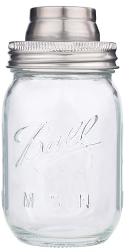 JANKOW Cocktail Shaker with Metal Top, Clear Cocktail Shaker, Clear Cocktail Shaker Glass, Shaker Set for Cocktails or Martinis Great Home Wine Mixer