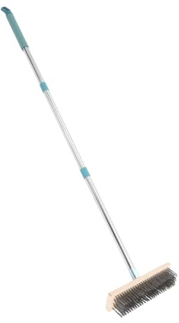 Zerodeko Cepillo de Fregado para Cubierta, Cerdas Rígidas de Acero Inoxidable, Mango Largo de 138cm, Limpieza Eficaz en Patios y Superficies Rugosas