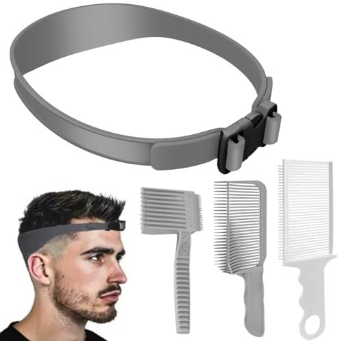 4 Stück Haarschneidekamm übergang Hilfe, Haarschneidekamm Friseur Kamm,Haare Schneiden übergang, Barber Kamm für Männer, Haarschneide Schablone, Schablone Gebogenes Friseur Kamm,haarschneide schablone