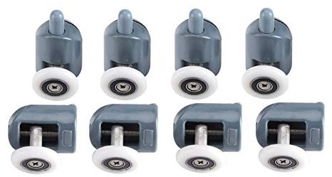 8 Roulettes de Porte de Douche Twin Bottom, Poulies de Remplacement pour Cabine de Douche et Sauna, Galets Silencieux Durables pour Portes Coulissantes en Verre