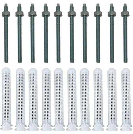BATIFIX Verbundmörtel Montageset I 10 Ankerstangen M12x220 mm & 10 Siebhülsen Ø16x130 mm I Schwerlast-Anker I Schwerlast-dübel I Verbundanker | Gewindestange