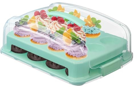 Generisch Cupcake Transportbehälter 24 Stück | 24 Cupcake Behälter Muffin Träger Transportbox,2-Etagen Aufbewahrungsorganizer Für Muffins Kuchen Desserts Party Veranstaltung Haushalt Bäckerei