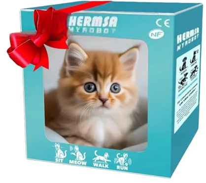 Animated Electronic Robot Cat - Realistic Barking Meow Interactive Walking Pretend Play Toy for Kids Learning, Adults & Classroom Entertainment