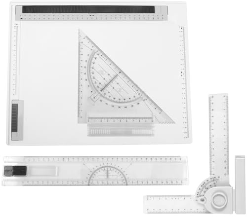 Eyoulife Zeichenplatte Set A4 mit Hochpräzisions Winkelmesser, Herrscher, Winkel, Antirutschmatte, Professionelles Zeichenbrett für Ingenieure Designer Studenten