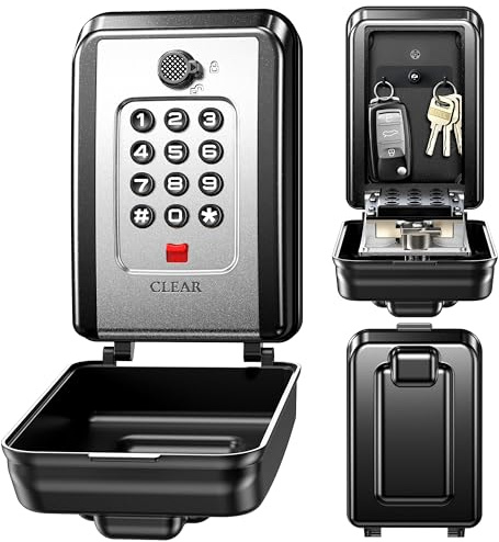 ISEYOU Boite a Clef Murale, Boite a Clefs Securisee Exterieur avec Code 12 Chiffres, Grande Capacité & Résistant aux Intempéries, Cofre Fort a Cle Robuste pour Maison, Garage, Bureau et Jardin