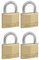 Master Lock 150EURD Lote de 4 Candados de Ancho con Cuerpo de Latón Macizo, Dorado, 6.8 x 5 x 1.4 cm