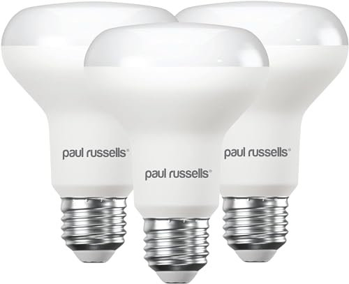 paul russells E27 Spotlight 10W LED Reflector R80 Light Edison Screw, 60w Equivalent Bulb, 940 Lumen, 2700K Warm White, Frosted 120° Beam Angle ES Energy Saving Non-Dimmable Lightbulbs, 3 Pack