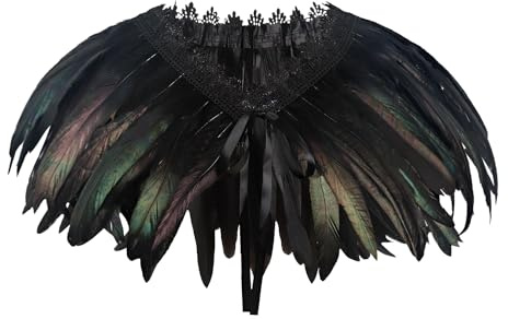 keland dam naturlig fjäder fjäder halsduk halloween shrug svart poncho krage
