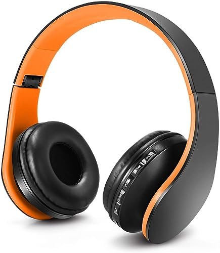 Casque Audio Enfant, Casque pour Enfant, Ecouteurs sans Fil avec Microphone pour Enfants, Casque et Ecouteurs Bluetooth sans Fil, Oreillette stéréo Bluetooth Pliable pour Enfants, Casque (orange)