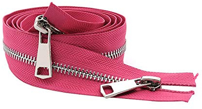 30/40/50/60/70/80cm 5# Metallreißverschluss Bunt Open-End Doppel Sliders Zipper Rose Red, 50cm