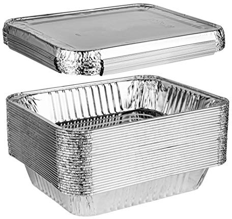 PLASTICPRO Disposable 9 x 13 Aluminum Foil Pans With Lids Half Size Deep Steam Table Bakeware - Cookware Perfect for Baking Cakes, Bread, Meatloaf, Lasagna Pack of 25 Pans & 25 Lids