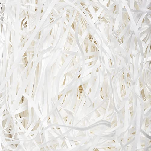 500g Virutas de Papel para Regalos, Papel Triturado para Relleno, Tiras de Papel para Relleno, Proporcionar una Buena Decoración y Protección para los Regalos (Blanco)