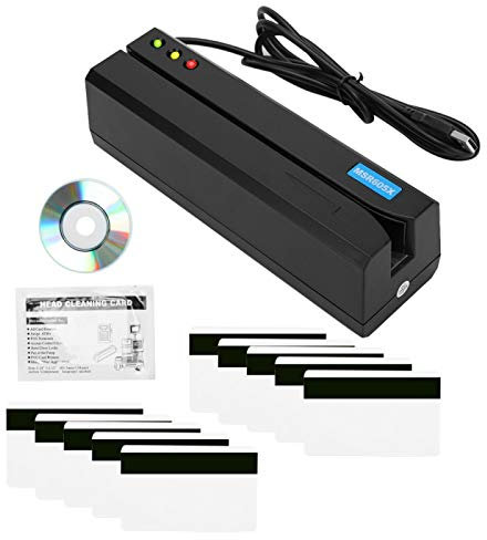 Lector de Tarjetas, Indicador LED MSR605X Lector de Tarjetas de Banda Magnética, DC 5V USB Escritor de Banda 3 Pistas para IBM/ISO/ANSI o Estándar DIN