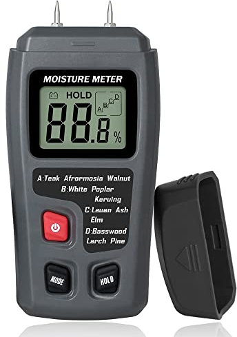 Mesee Wood Moisture Meter, Digital Timber Damp Tester LCD Display Dampness Measure Detector for Cordwood, Furniture, Floor, Wall, Wood Building Humidity Measuring