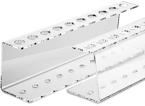 Tuuters 10-Loch Reagenzglasständer aus Acryl (Ø 16,5 mm) Reagenzglashalter | Transparentes Reagenzglasgestell für Röhrchen – der glasklare Acrylhalter für Reagenzgläser ist ideal als Labor Gefäßständer