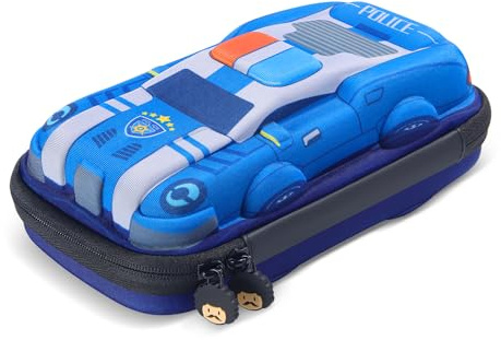 RockPapa Große Federmäppchen, Polizeiauto Mäppchen Schule für Jungen & Mädchen, Große Kapazität Pencil Case für Schule & Büro