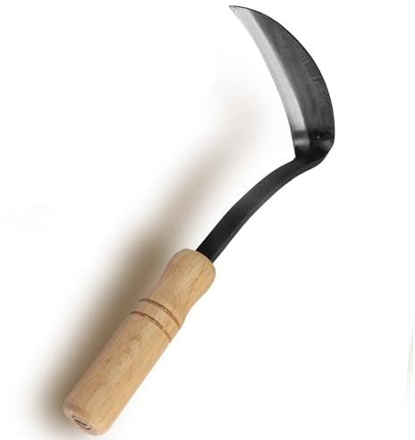 Elegital Kana Hoe 217 Japanese Garden Tool - Hand Hoe/Sickle is Perfect for Weeding and Cultivating. The Blade Edge is Very Sharp. (Beijing-022)