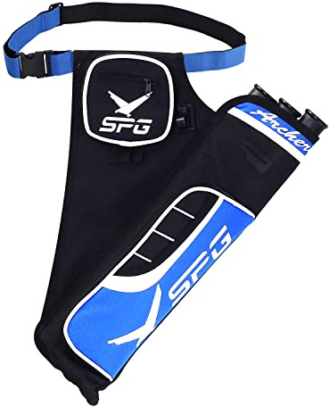 FENJANER Archery Hip Quiver for Arrows-3 Tube Quiver Includes Tab and Release Pockets and Adjustable Nylon Belt for Bow Target Shooting (Blue)