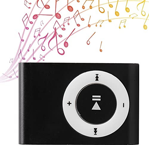 AYNEFY Lettore MP3 portatile in lega di alluminio Digital Music Media Player MiniMP3 BackClip Player con auricolare e cavo USB (nero)