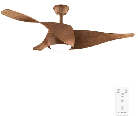 Cecotec Ventilador de Techo con Luz EnergySilence Aero 5290 BlackWood 40 W y 52, con motor DC, mando a distancia, luz LED, temporizador programable, modo winter-summer