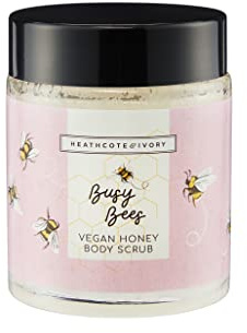 Heathcote & Ivory Body Srub 110g, Exfoliate and Invigorate Dry Skin, Rose and Honey Fragrance, Antioxidant Manuka, Reusable Jar, Travel Size, Vegan and Cruelty Friendly, Beauty Gift For Her