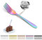 Kyraton Rainbow Dessert Forks Set of 12 Pieces - 14cm Titanium Colorful Plating Stainless Steel Cake, Tea, Pastry, Fruit Forks - Dishwasher Safe