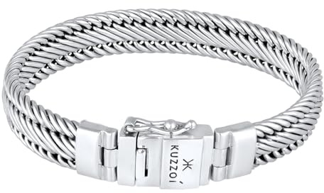 Kuzzoi Buddha Panzer Armband Herren 13 mm handgefertigt aus 925 Silber