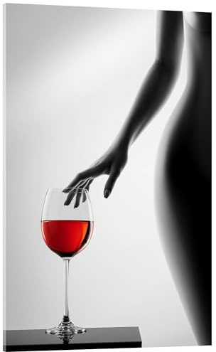 Posterlounge Silhouette mit Rotwein Acrylglasbild | 70 x 100 cm von Johan Swanepoel Schwarz-Weiß Wandbilder Wanddeko