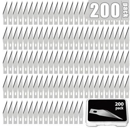 Qatalitic 200 Pcs Exacto Knife Blades #11, Craft Knife Blades Replacement Interchangeable Blades, Craft Knife Blades with Storage case for DIY Artwork, Scrapbooking, Stencil and Paper Cutting