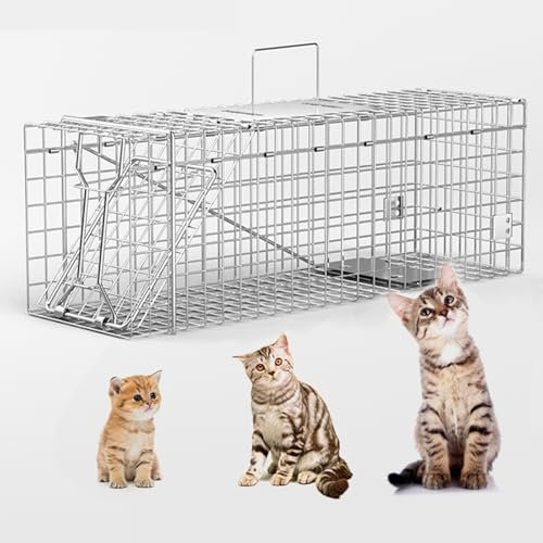 Pgkog Cage Rat, Cage Trappe Chat Piege A Chat Aux Animaux De 1 À 11 Kg pour Chats, Lapins, Écureuils, Piège À Chat pour Chats, Pliable en Acier Inoxydable avec Pédale