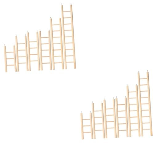 YARNOW Vogelkäfig Treppe 12 STK Hamster-kletterleiter Innenleiter Papageienspielhalle Kletterspielzeug Für Vögel Vogelbeißleiter Spielzeug Vogelstangen Stehen Kleiner Vogelkäfig Vogelleiter Hölzern