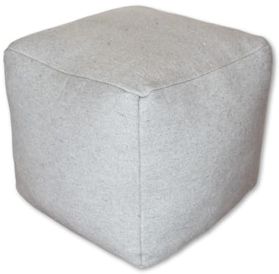 Poufs & Pillows Handgefertigter quadratischer Stoff-Pouf - 40x40x35 cm - Gemütlicher und stilvoller Ottoman, weiches Sitzkissen für Wohnzimmer, Schlafzimmer oder Lounge (Grau)