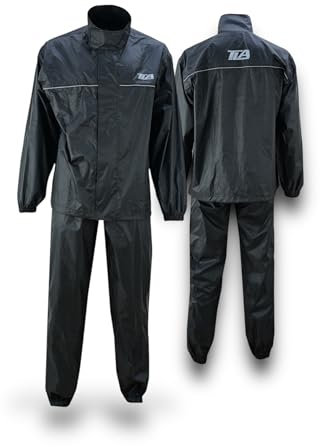 TLA Rain Combinaison Moto imperméable | Ensemble Moto étanche réfléchissant | Combinaison de Pluie 2 pièces Unisexe pour Moto, Scooter, Quad et vélo (XXL)