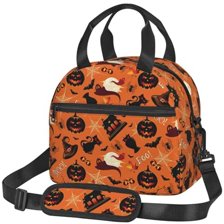 njkhbolk Lonchera con estampado de Halloween, loncheras aisladas, adecuada para oficinas, trabajo o picnics