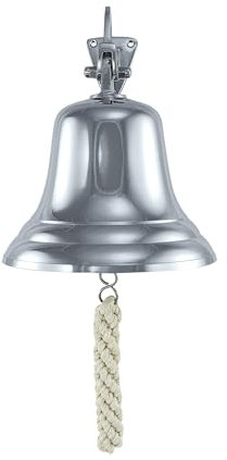 NKlaus Schiffsglocke Messing Silber mit Wandhalter & Bändsel 10cm leichte Ausführung 11845