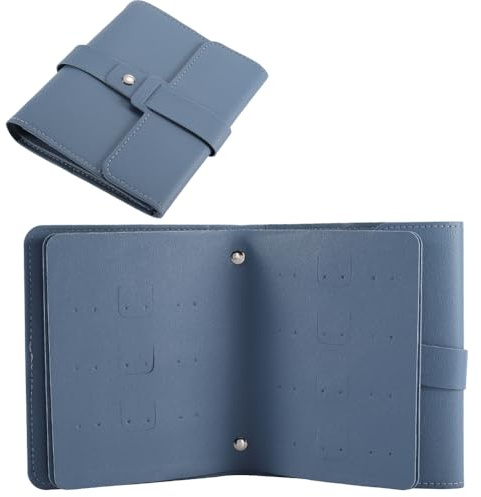CREATCABIN Portaorecchini Organizer A Libro Portaorecchini in Pelle PU da Viaggio Portatile Piccolo Organizer per Orecchini Borsa per Donna per Vacanze Blu 34.5x16cm