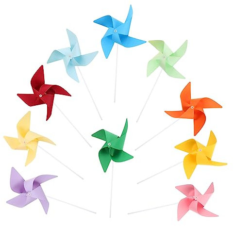 Abaodam 1 juego de molinillos de bricolaje para educación temprana, manualidades para manos, actividad para creatividad y coordinación, divertido montaje de molino de viento para niños, 12 piezas