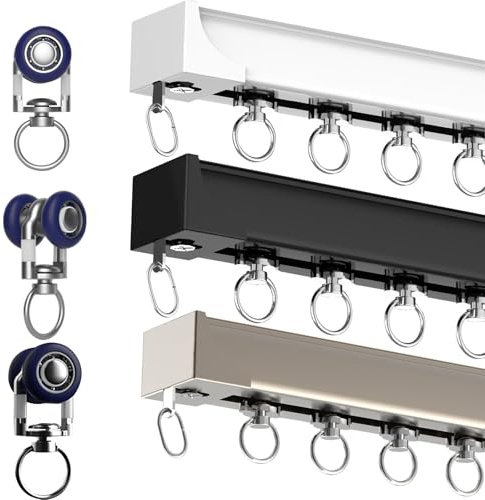 Riel De Cortina Silencioso De Alta Resistencia, Riel De Cortina Deslizante De Aleación De Aluminio, Carril Recto Silencioso, Soportes De Carril De Cortina para Montaje En Techo O Pared(Blanco,50cm(1.6