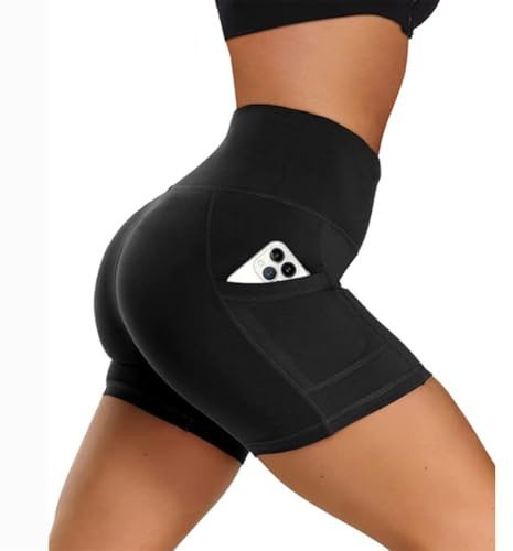 Damcykelbyxor med hög midja Sexiga Yoga Gym Cykelbyxor med hög midja Andningsbara(Size:S/M,Color:svart)