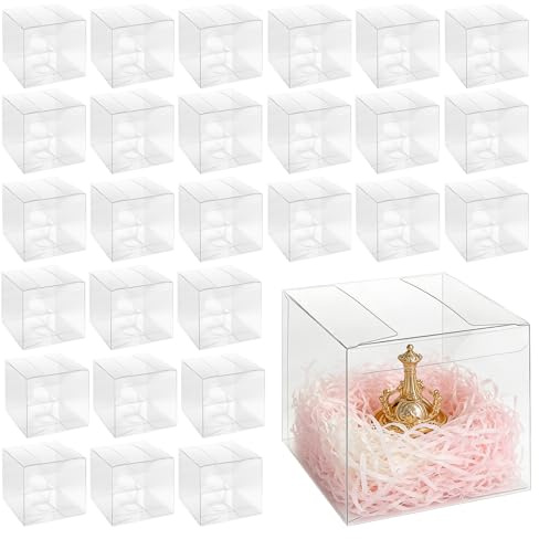 CHEUKYIU 50 Stück Transparente Geschenkbox Klein, 10 x 10 x 10cm