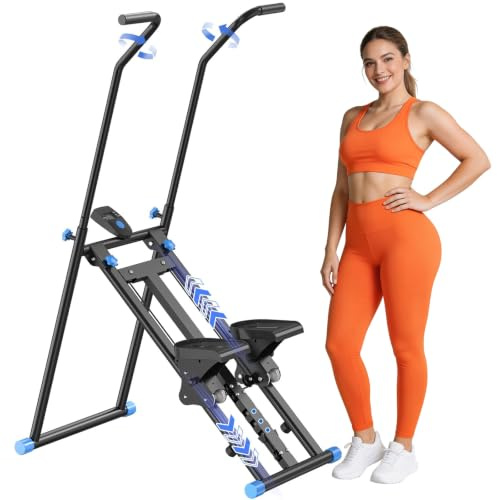 Klättermaskin, trappklättrare för hemmafitnessövningar, hopfällbar, vertikal klättermaskin för helkroppsträning, 136 kg lastkapacitet, vit