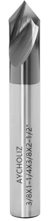 AYCHOLIZ 2 Flute Chamfer Mill 3/8 Inch Carbide V Groove Chamfering End Mill 90 Degree with AlTiN Coated for Alloy Steels,Hardened Steels
