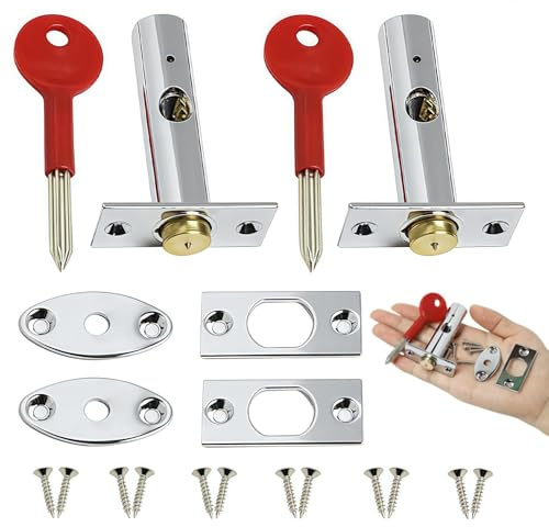 2 Pack Mortice Door Latch Internal Door Bolts Doors Catch Internal Doors Lock with 2 Star Keys for Doors and Windows